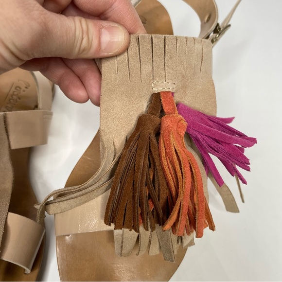 L'Intervalle Leather & Suede Nude Flat Sandals Colourful Tassel Front 38 7.5 - Picture 5 of 15